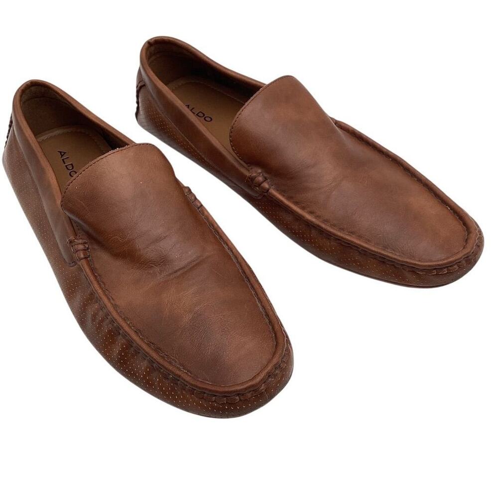 ALDO Men's Brown Leather‎ Loafers Size 13 Casual Slip-On Shoes
